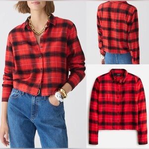 J. Crew Garçon plaid crop flannel button down top